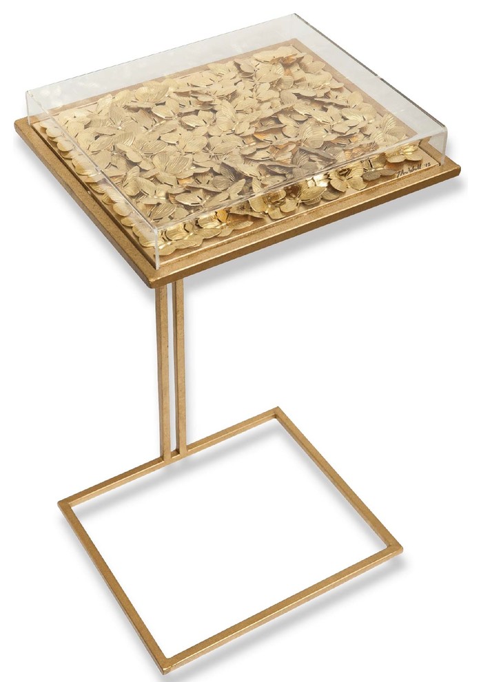 Tommy Mitchell Gilded Butterfly Cocktail Table Large   Contemporary   Coffee Tables   by Biggs Ltd.  Houzz