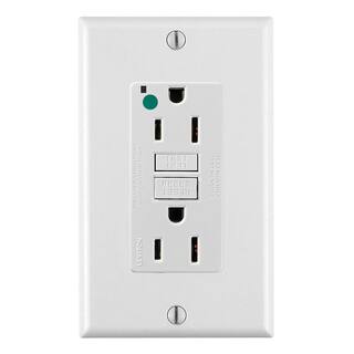 Leviton 15 Amp Self-Test SmartLockPro Hospital Grade Duplex GFCI Outlet with LED White GFNT1-HGW