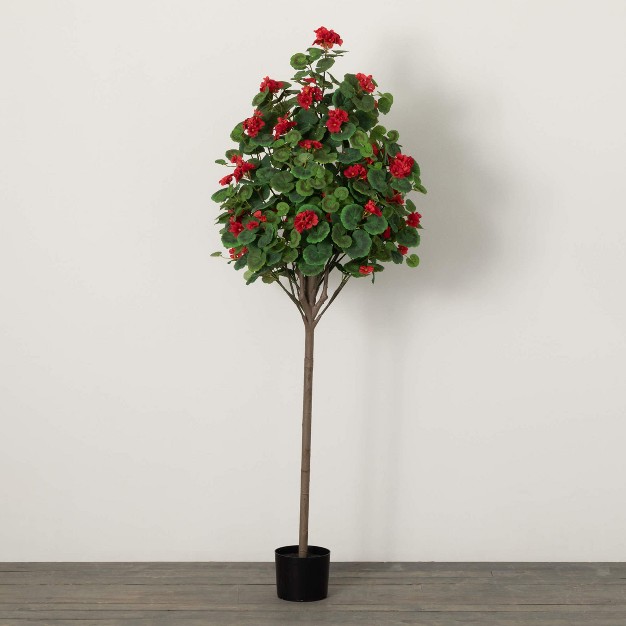 Sullivans Artificial Red Geranium Tree 60