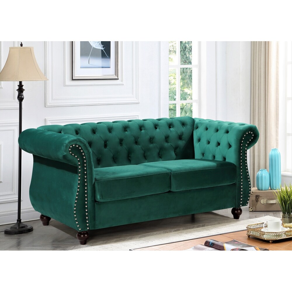 Kemos Velvet Chesterfield Loveseat