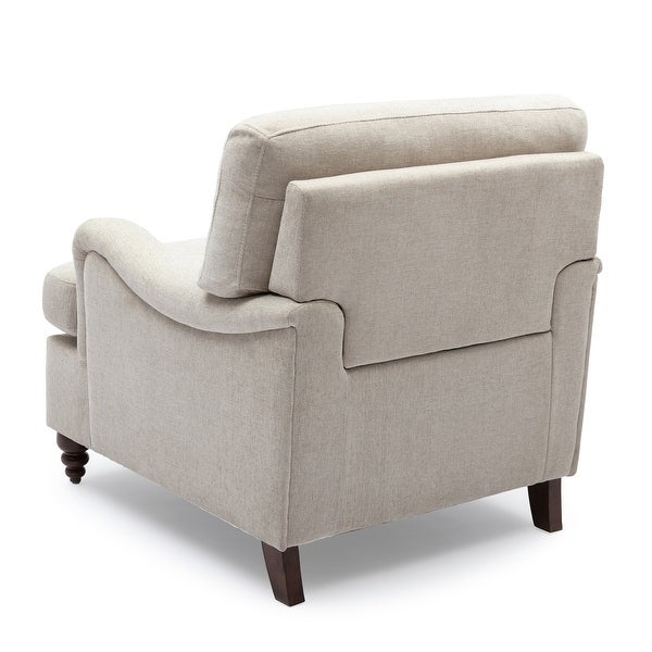 Upholstered Armchair Accent Chair with Solid Wood Legs - 35