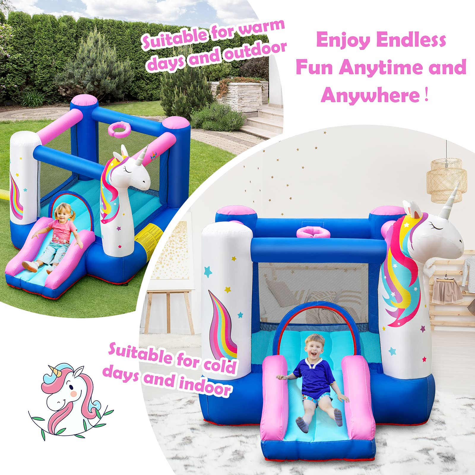 BOUNTECH Inflatable Bounce House, Kids Jump 'n Slide Bouncer w/Jumping Area