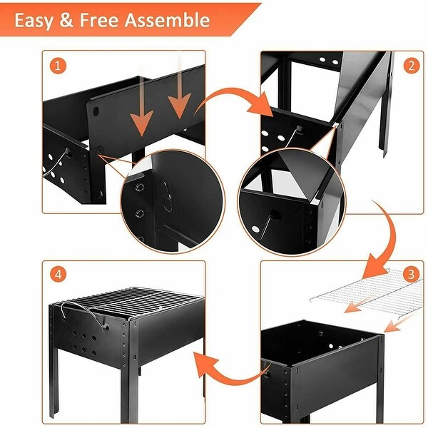 20” Portable Foldable Outdoor Charcoal Barbecue Grill Tabletop BBQ Grill Tool for Cooking Black