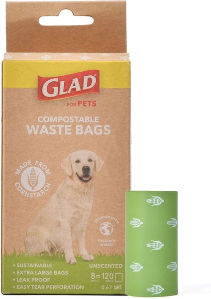 Glad For Pets Compostable Dog Waste Poop Bags， 120 count