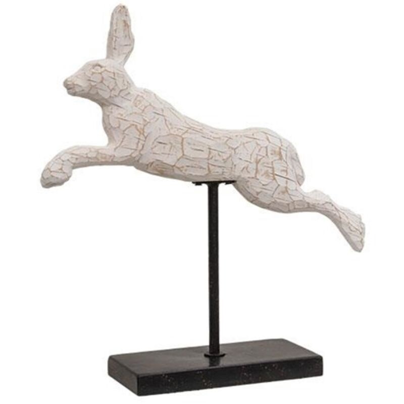 Jumping Bunny Metal Pedestal   H  3.50 in. W  13.50 in. L  14.00 in.