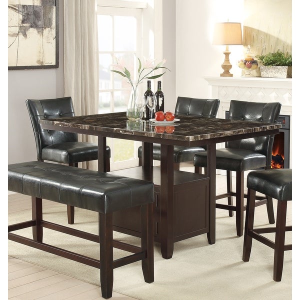 Wooden Dining Table with Storage in Brown