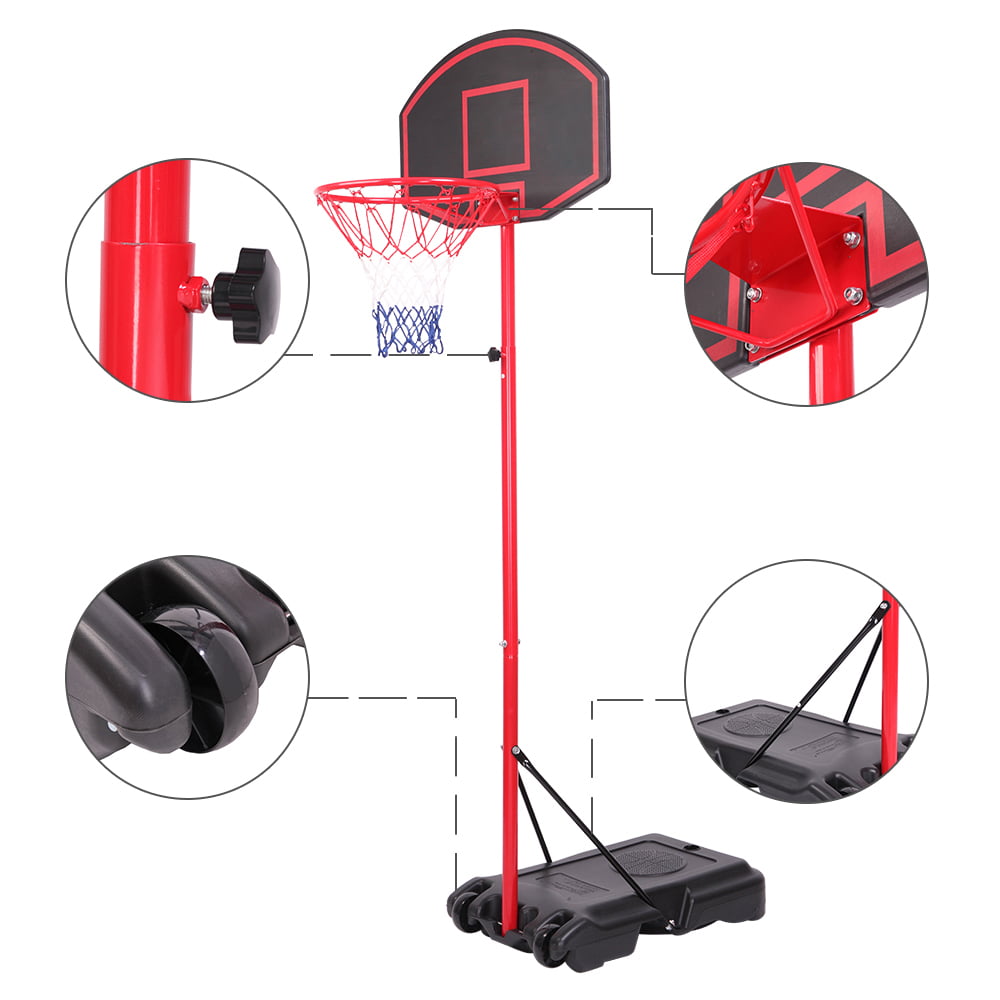 Zimtown Kids Basketball Stand， 5.2ft -7.2ft Height Adjustable Portable Basketball Hoop System， with Wheels， Indoor Outdoor Fitness