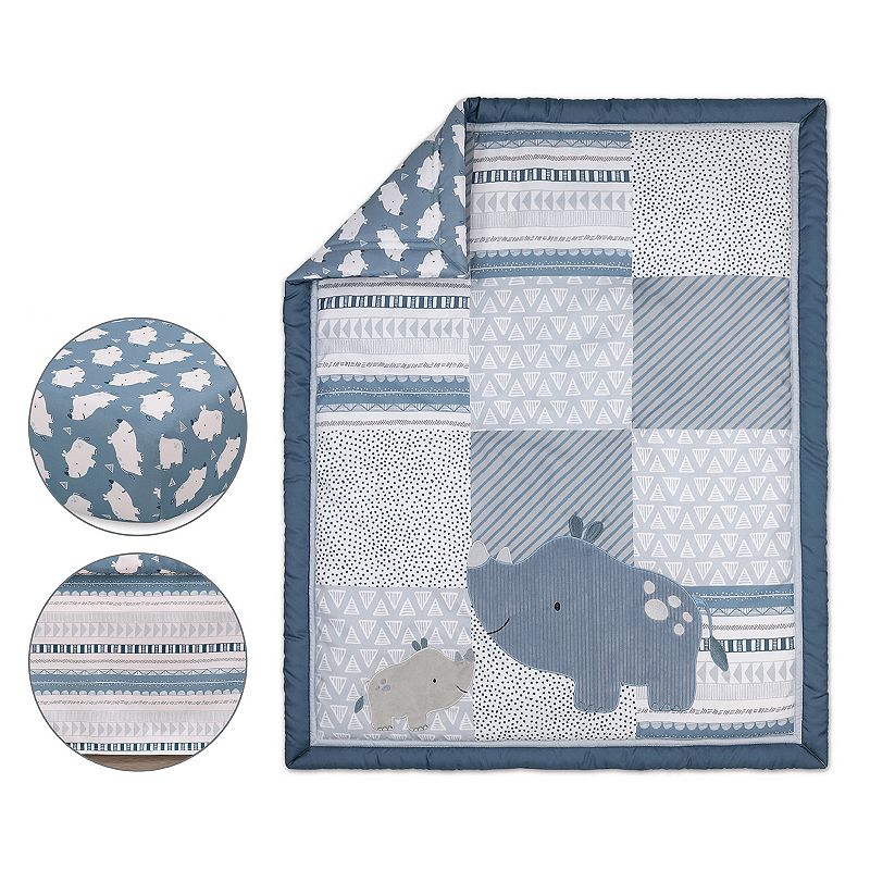 The Peanutshell Rhino 3-Piece Crib Bedding Set