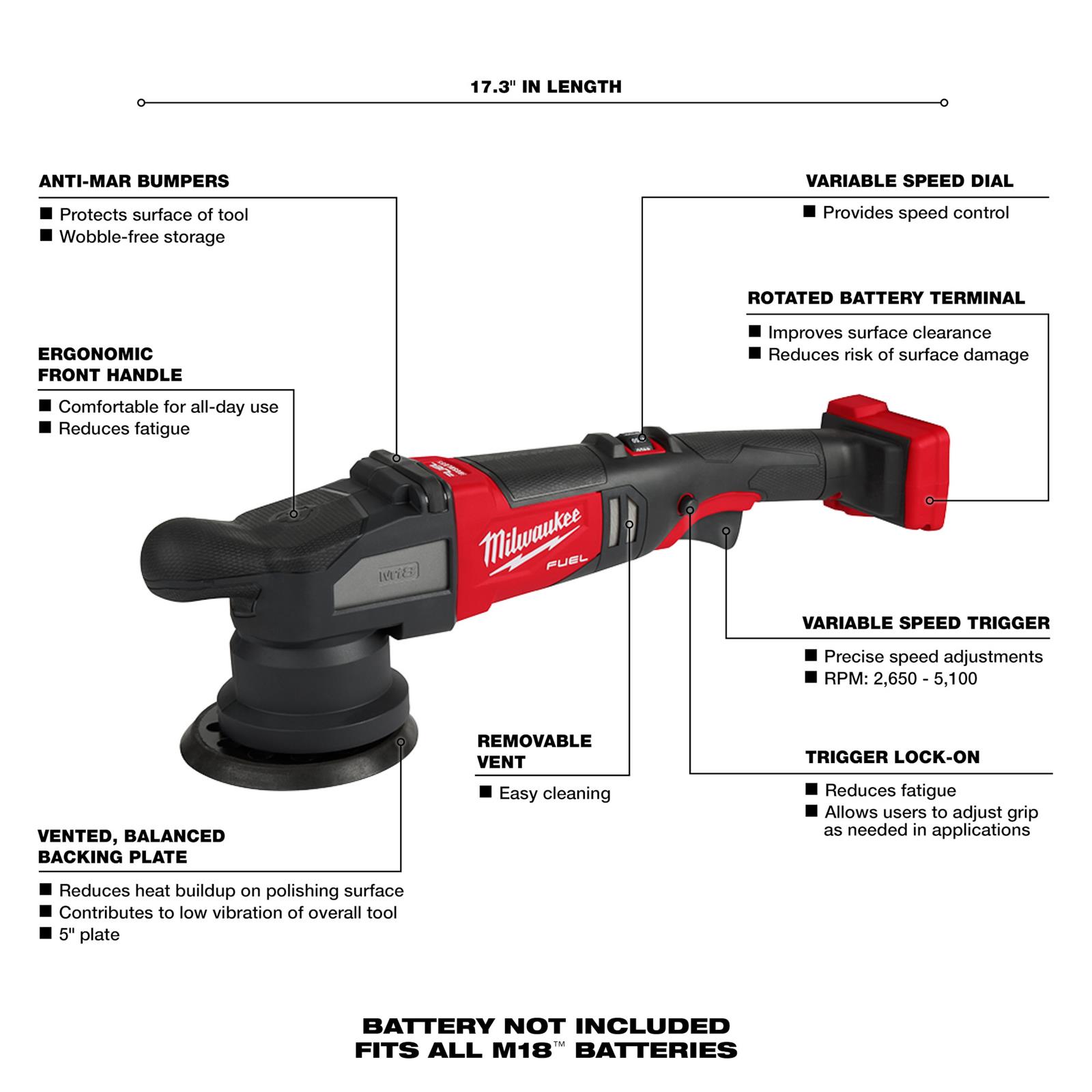 Milwaukee Tool 2684-20 Milwaukee M18 FUEL Variable Speed Polishers