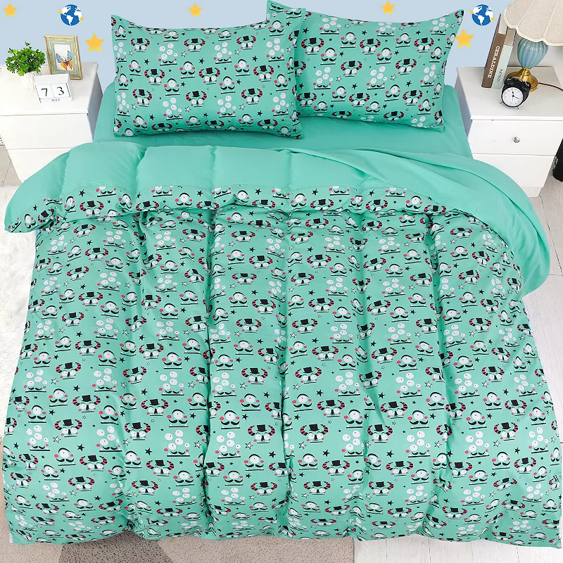 Polyester Microfiber 5 Piece Kids Bedding Set Alien Pattern Twin