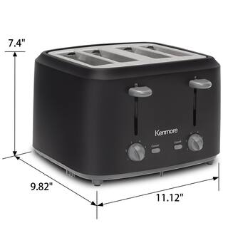 KENMORE Kenmore 4-Slice Toaster with Dual Controls Matte Black and Grey Wide Slots Adjustable Browning KKTS4SB