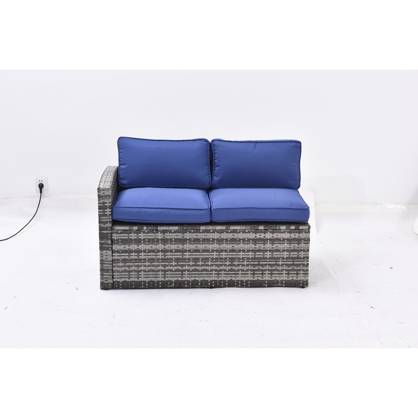 Patio Furniture Set，7 Pieces Sectional Conversation Sofa with Ottomans，All Weather，With Backrest and Removable Cushions