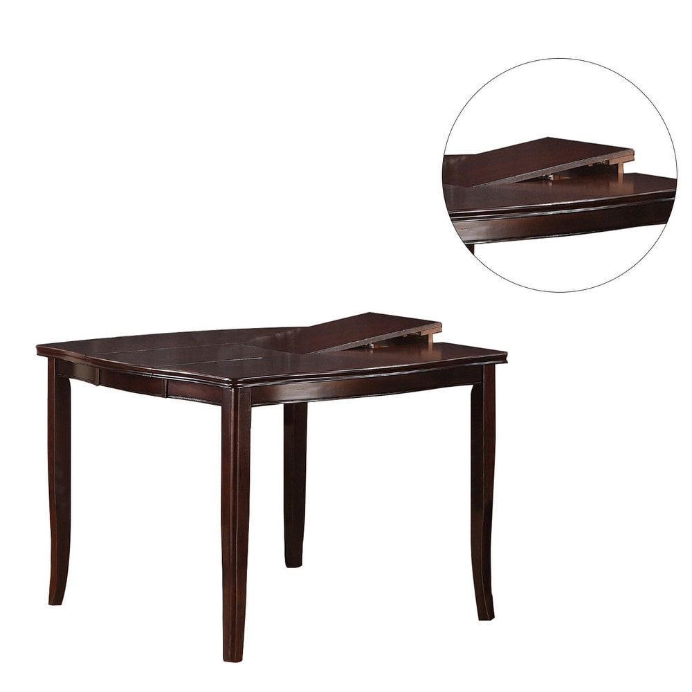 Wooden Dining Table with Butterfly Leaf in Dark Brown