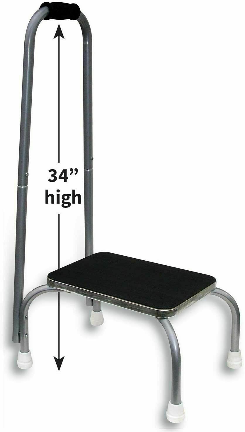 JSNY Support Safety Step Stool with Long Handle for Senior Handicapped Rubberized Platform Great for Kitchen, Workroom & office By Etna