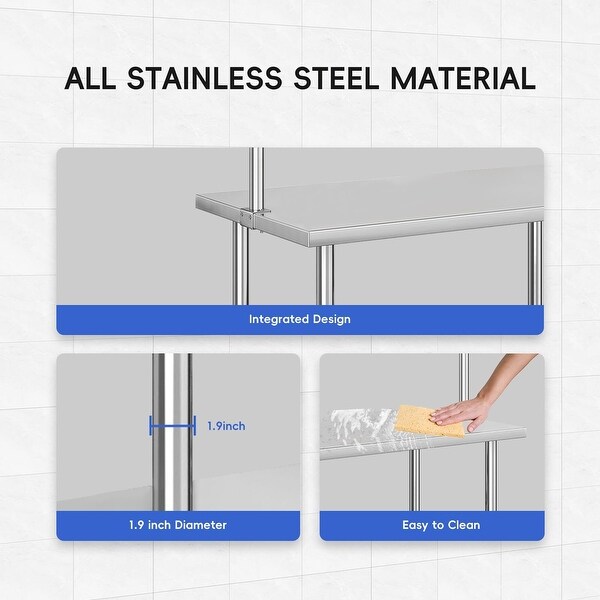 Stainless Steel Table with Overshelf，60