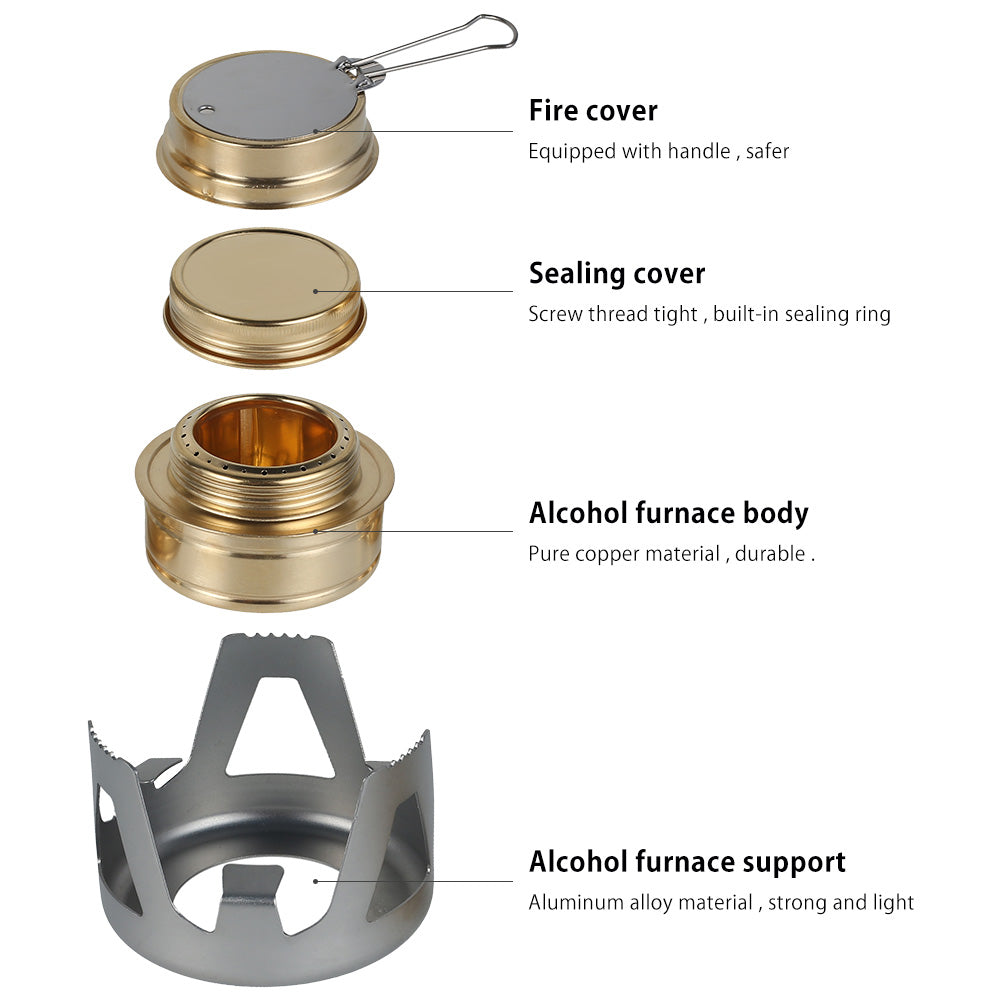 Willkey Mini Portable Outdoor Mini Alcohol Stove Burner Ultralight Camping Cookware Set for Outdoor Camping, Hiking, Backpacking, Picnic