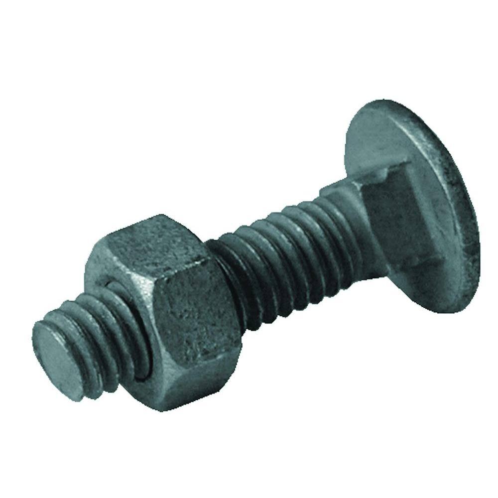 Everbilt 38-16 in. x 2 in. Galvanized Steel Carriage Bolt and Nut (10-Sets Per Bag) 328503EB