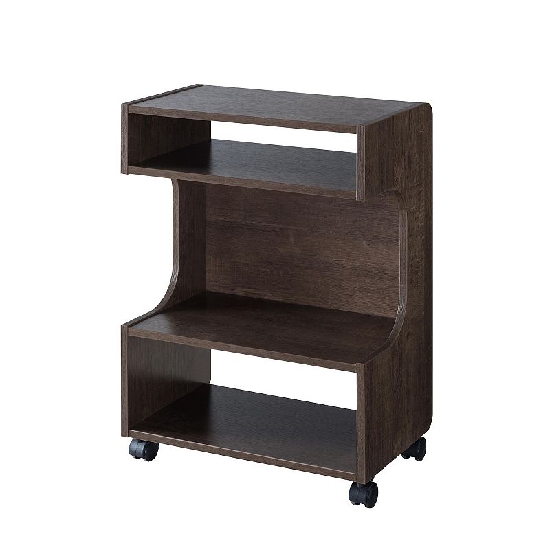 FC Design Walnut Oak Chairside Table/Printer Stand End Table with Storage and Display Space