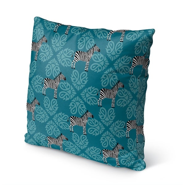 ZEBRA HERD BLUE Indoor|Outdoor Pillow By Kavka Designs