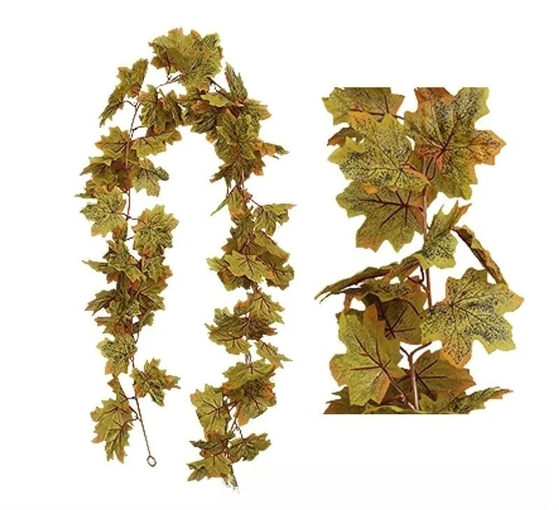 Factory Supply Artificial Silk Fabric  Maple  Leaves  Fall  Maple  Hanging Vine For Party Thanksgiving