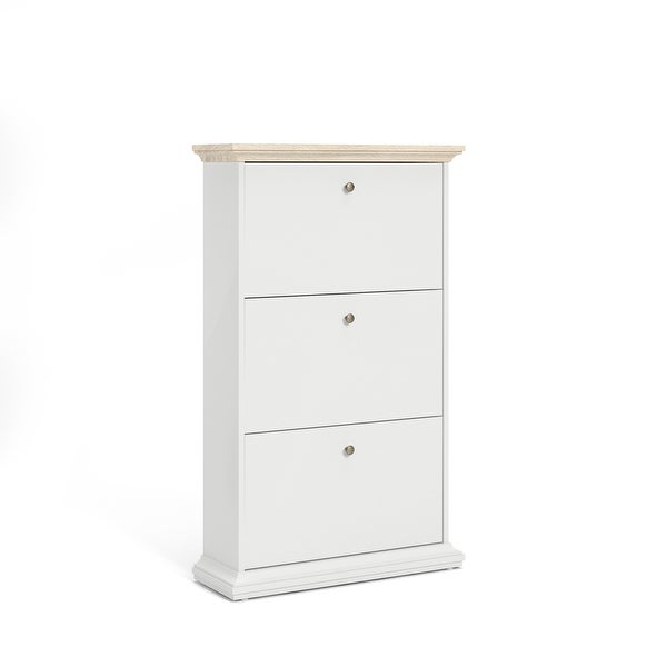 Porch and Den Virginia Contemporary 3-Drawer White Shoe Storage Cabinet - - 11860007