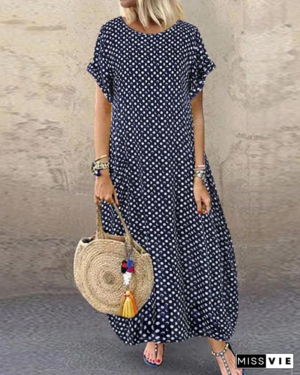 Boho Polka Dots Maxi Dress