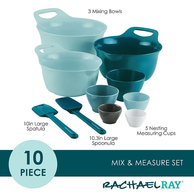 Rachael Ray Mix and Measure 10-pc. Mixing Bowl， Measuring Cup and Utensil Set