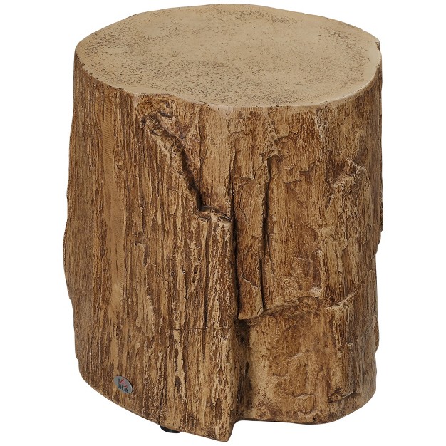 Homcom Tree Stump Stool Decorative Side Table With Round Tabletop Concrete End Table With Wood Grain Finish For Indoors And Outdoors