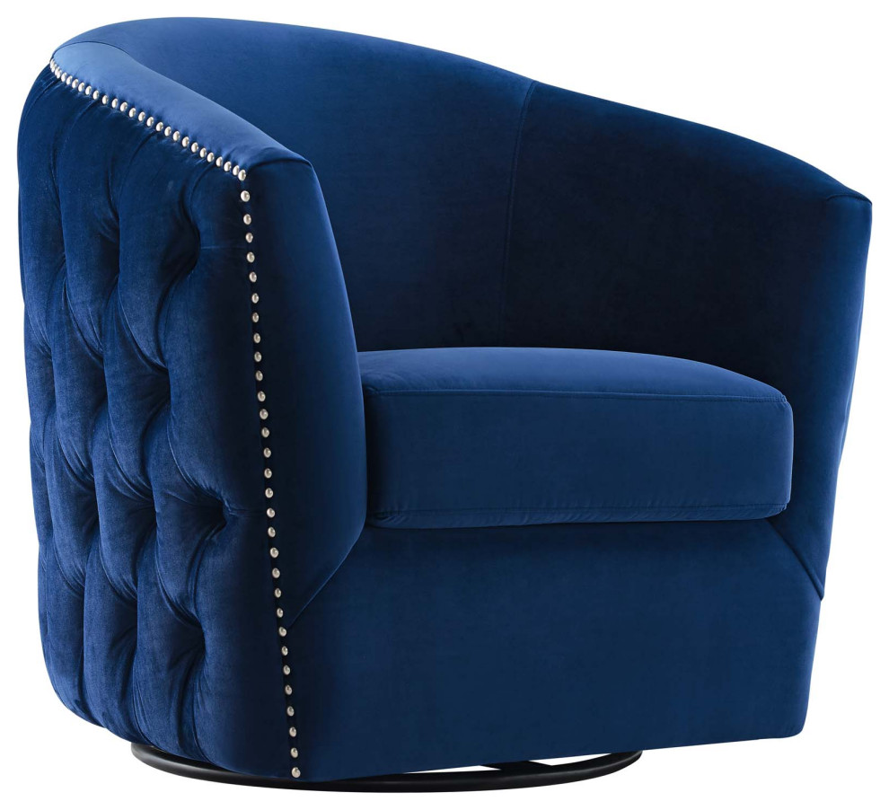 Rogue Swivel Performance Velvet Armchair   Contemporary   Armchairs And Accent Chairs   by Modway  Houzz