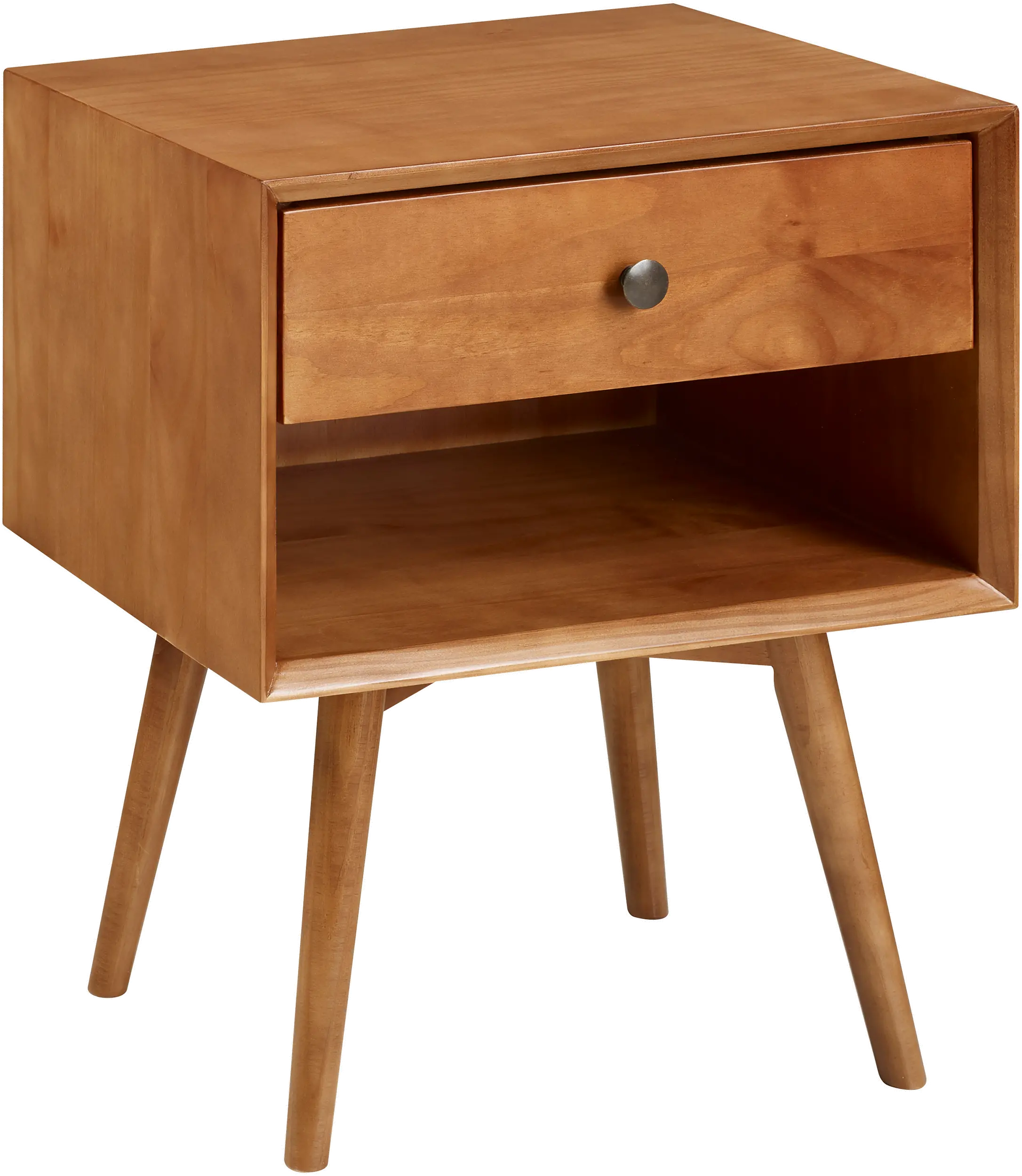 Rosie Mid Century Caramel 1-Drawer Nightstand - Walker Edison