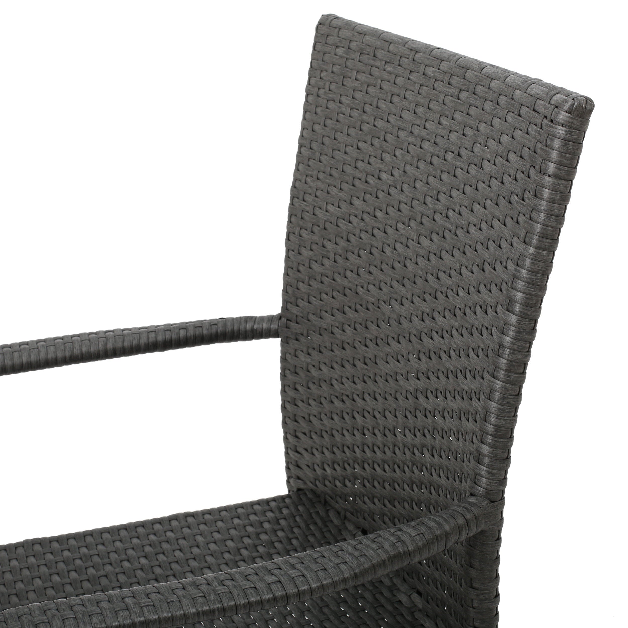 Noble House  Outdoor Dining Chair - Wicker - Set of 2 - Has Arms - Gray