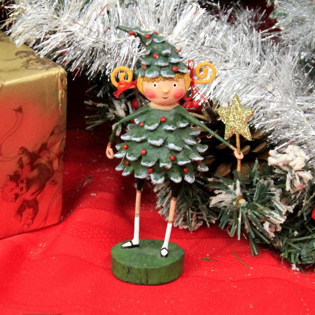 Lori Mitchell Jolly Holly One Figurine 6 5 Inches Gold Star Tree 11056 Polyresin Green