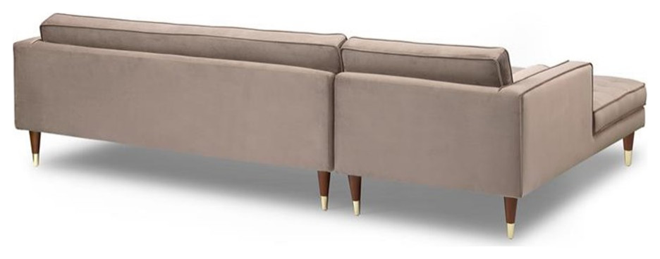 Armen Living Somerset Tufted Modern Velvet Right Sectional Sofa in Gray   Sofas   by Homesquare  Houzz