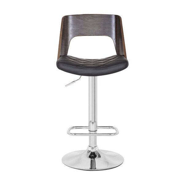 Bentwood Modern Stylish Wood Back Adjustable Swivel Bar Stool with Diamond Quilted Finish Curved Seat and Back