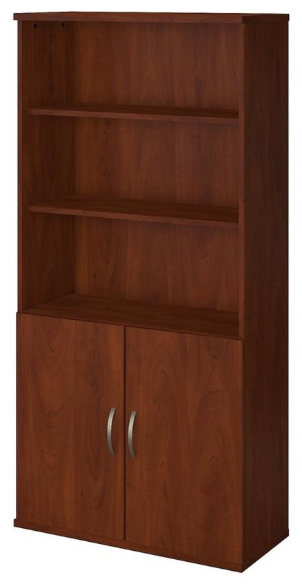 Series C Elite 36W 5 Shelf Bookcase with Doors in Hansen Cherry   Transitional   Bookcases   by ShopLadder  Houzz