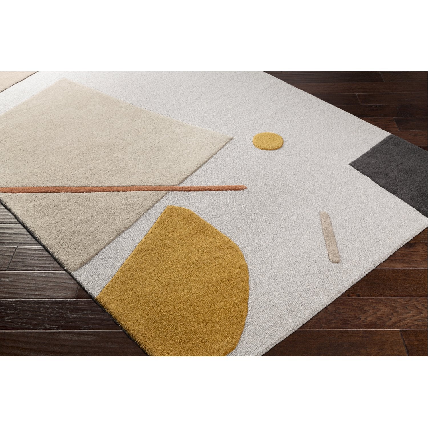 Emma Hand Tufted Rug in Burnt Orange, Mustard, Khaki, Black, Camel, Light Gray