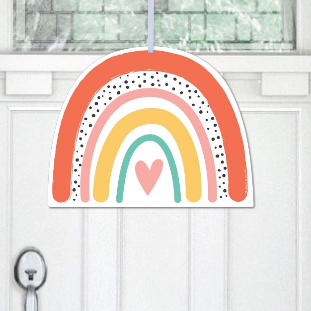 Big Dot Of Happiness Hello Rainbow Hanging Porch Boho Baby Shower And Birthday Party Outdoor Decor Front Door Decor 1 Piece Sign