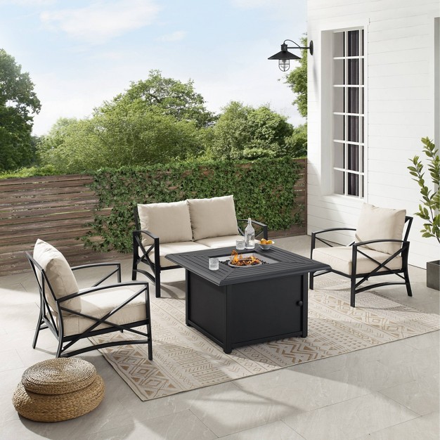 Kaplan 4pc Outdoor Conversation Set With Dante Fire Table Oatmeal Crosley