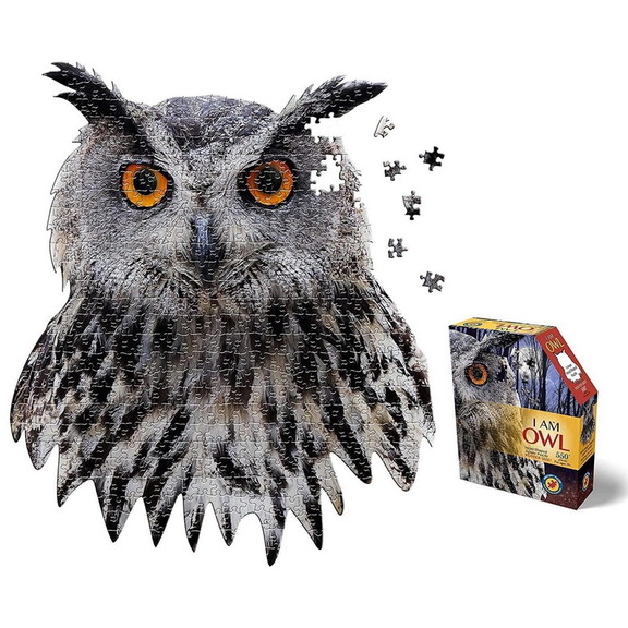 I AM Owl 550 Piece Animal Head Shaped Jigsaw Puzzl...