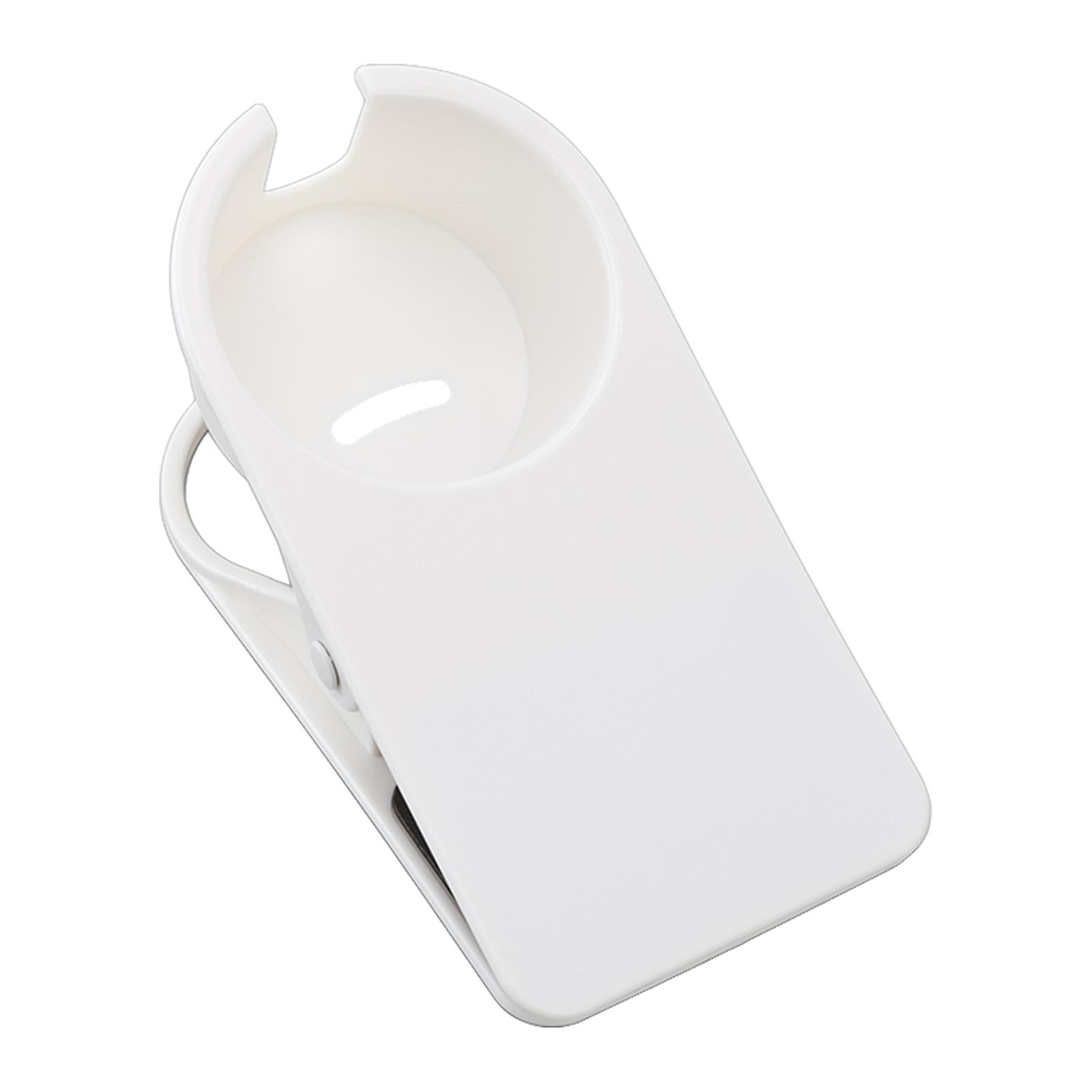 Cup Holder Clip Desk Side Glass Mug Bottle Clamp Stand Plastic for Home Office Storage White