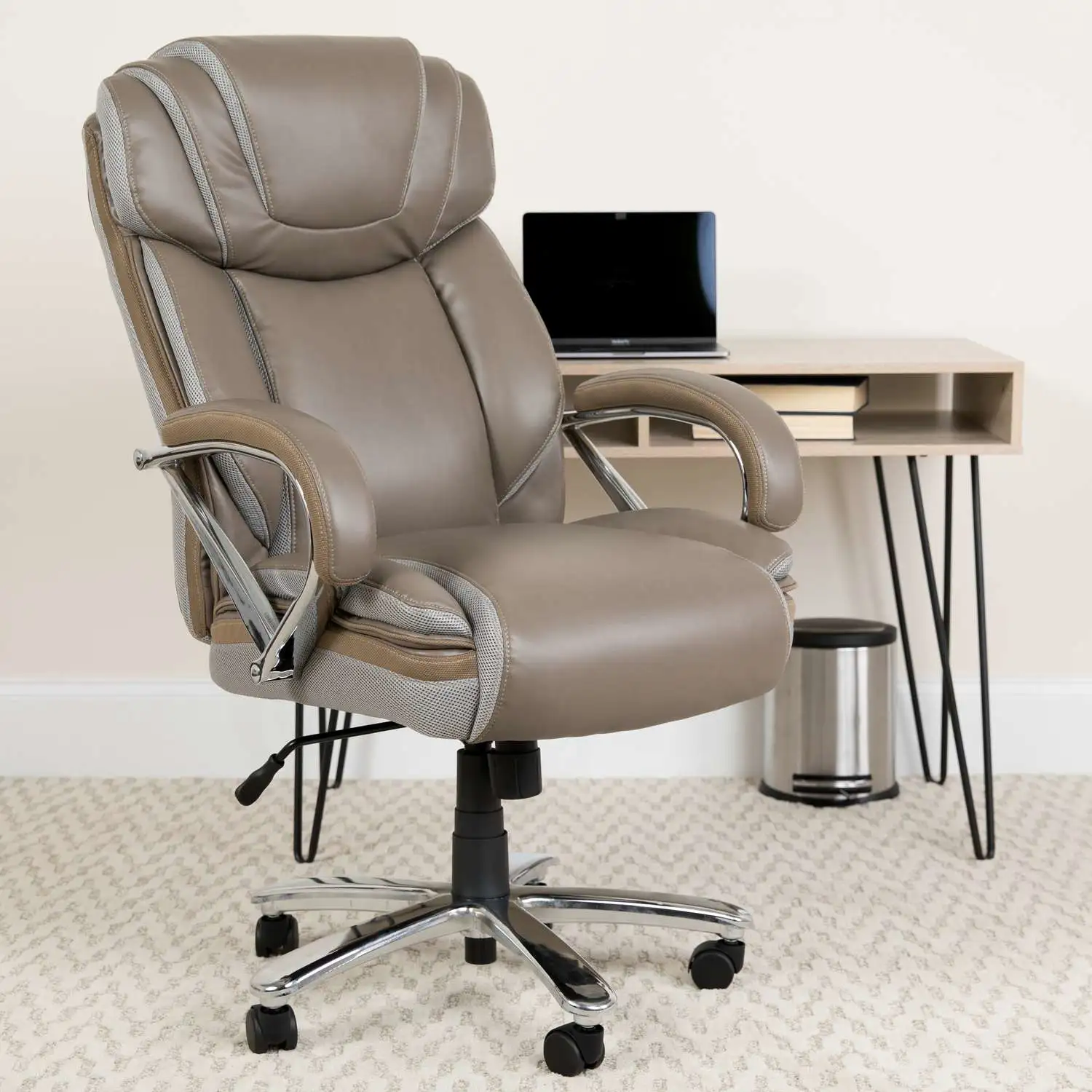 Taupe Leather Office Chair