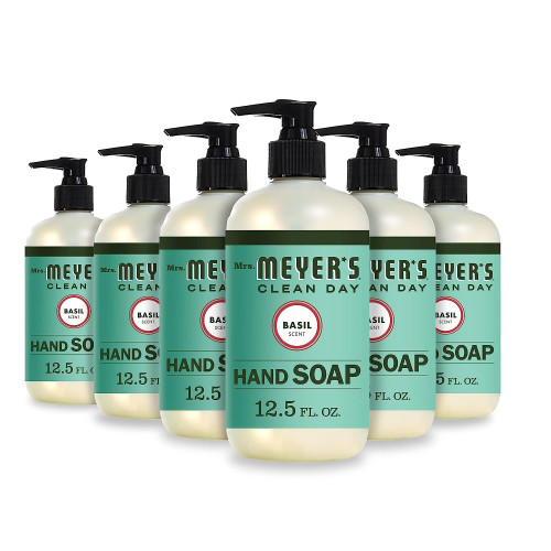 Mrs. Meyer's Clean Day Liquid Hand Soap， Basil， 12.5 oz， 6/Carton (651344)