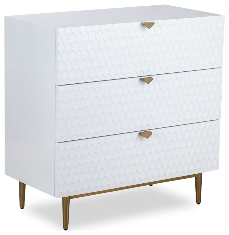 White 3 Drawer Chest  Liang  ampEimil Bolero   Midcentury   Accent Chests And Cabinets   by Oroa   Distinctive Furniture  Houzz