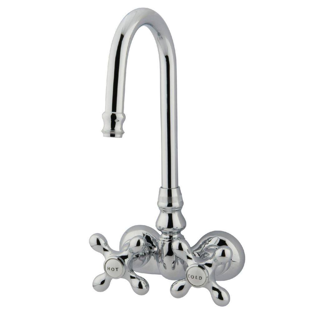 Kingston Brass Vintage 2-Handle Wall-Mount Claw Foot Tub Faucet in Polished Chrome HCC78T1