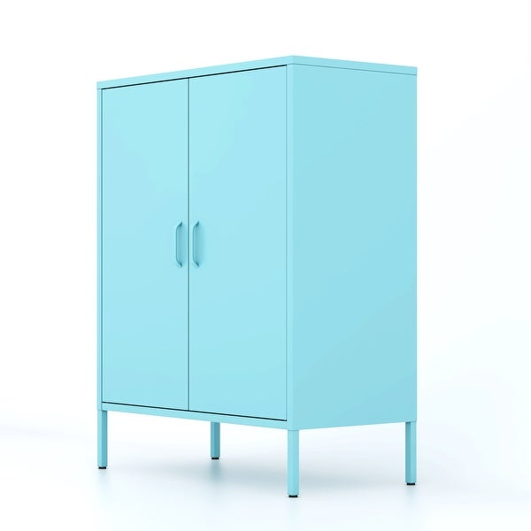 Metal Storage Locker Cabinet， Adjustable Shelves Free Standing Sideboard Steel Cabinets