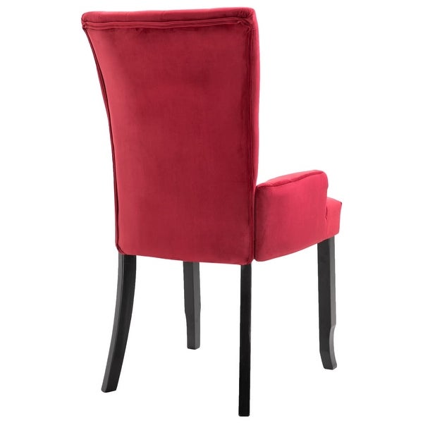 Dining Chair with Armrests 4 pcs Red Velvet