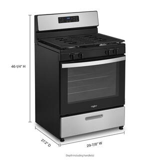 Whirlpool 30 in. 4 Burner Freestanding Gas Range in. Stainless Steel WFG320M0MS