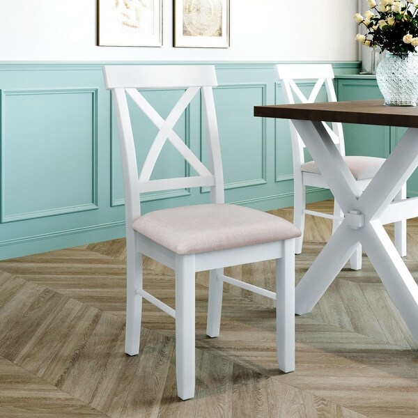 2-Piece Farmhouse Upholstered Dining Chairs