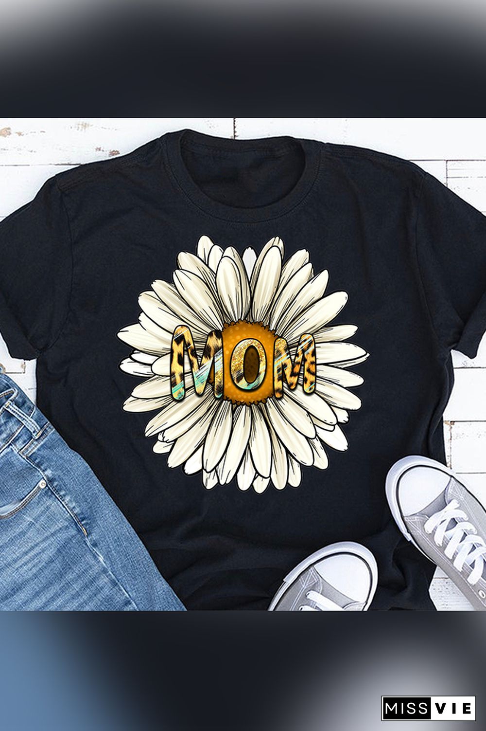 Mother's Day Sunflower Print Short Sleeve Graphic Tee Wholesale