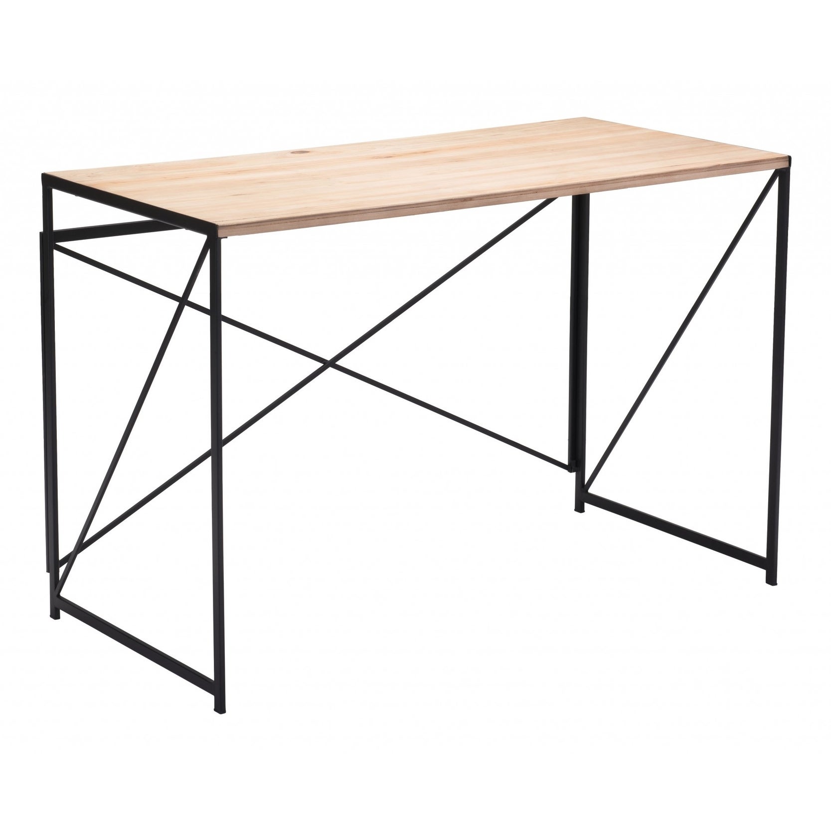 Light Natural Wood and Black Table Desk - 44.5 W x 29.7 D x 22 H